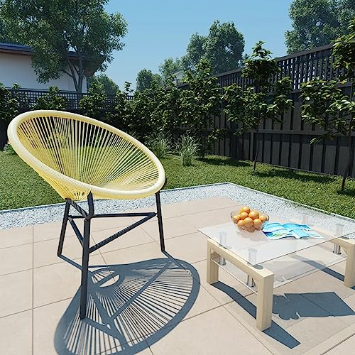 ULUYYUC Garten-Acapulco-Stuhl, Sonnenliege Angelstuhl Stühle Esszimmer Saunaliege Geeignet für Hinterhof Speisesaal Strand Außenbereich Poly-Rattan Beige von ULUYYUC