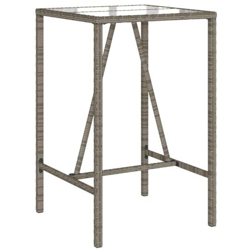 ULUYYUC Gartentisch Klein Beistelltische Fürs Wohnzimmer Coffee Table Kleiner Tisch - Garten-Bartisch Grau 70x70x110 cm Poly Rattan für Esszimmer Wohnzimmer Campingplatz Balkon von ULUYYUC