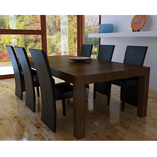 ULUYYUC Gartentisch Kleiner Küchentisch Kleiner Tisch Konferenztisch - Esszimmerstühle 6 STK. Schwarz Kunstleder für Küche Wohnzimmer Esszimmer Garten von ULUYYUC