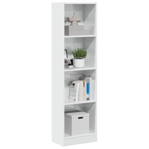 ULUYYUC Hochglanz Weiß Bücherregal Schmal 40x24x143cm Holzwerkstoff Modernes Design Regalschrank mit 4 Fächern für Wohnzimmer Schlafzimmer Flur ULUYYUC Hochglanz Weiß Bücherregal Schmal 40x24x143cm Holzwerkstoff Modernes Design Regalschrank mit 4 Fächern für Wohnzimmer Schlafzimmer Flur von ULUYYUC
