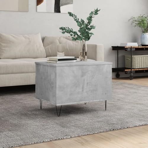 ULUYYUC Höhenverstellbarer Couchtisch Betongrau 60x44,5x45 cm aus Holzwerkstoff mit Metallbeinen und Stauraum für Wohnzimmer Mehrzweck von ULUYYUC