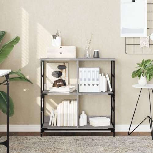 ULUYYUC Industrielles Bücherregal Grau Sonoma 78,5x33x82 cm aus Holzwerkstoff & Stahl Schmaler Regalschrank mit 4 Fächern für Wohnzimmer Büro und Küche ULUYYUC Industrielles Bücherregal Grau Sonoma 78,5x33x82 cm aus Holzwerkstoff & Stahl Schmaler Regalschrank mit 4 Fächern für Wohnzimmer Büro und Küche von ULUYYUC