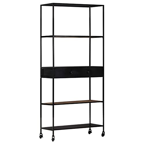 ULUYYUC Industrielles Bücherregal aus Mangoholz & Eisen 80x35x180 cm Schmaler Hochschrank mit 4 Böden und Schublade für Wohnzimmer Deko und Aufbewahrung ULUYYUC Industrielles Bücherregal aus Mangoholz & Eisen 80x35x180 cm Schmaler Hochschrank mit 4 Böden und Schublade für Wohnzimmer Deko und Aufbewahrung von ULUYYUC