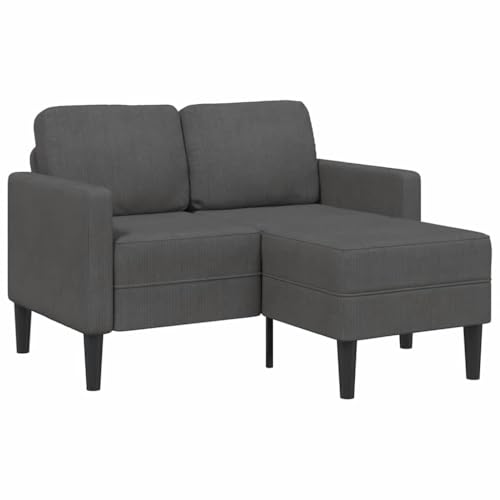 ULUYYUC Jugendsofa Big Sofa Küchensofa Sitzecke Wohnzimmer - 2-Sitzer-Sofa mit Chaiselongue L-Form Dunkelgrau 125 cm Leinen für Jugendzimmer Esszimmer Schlafzimmer Küche von ULUYYUC