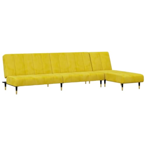 ULUYYUC Jugendsofa Sessel Wohnzimmer Küchensofa Kleine Couch - 2-TLG. Sofagarnitur Gelb Samt für Esszimmer Schlafzimmer Wohnzimmer Balkon von ULUYYUC