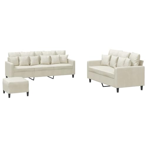 ULUYYUC Kleine Sofa Küchensofa Moderne Sessel Sitzecke Wohnzimmer - 3-TLG. Sofagarnitur mit Kissen Creme Samt für Jugendzimmer Küche Balkon Schlafzimmer ULUYYUC Kleine Sofa Küchensofa Moderne Sessel Sitzecke Wohnzimmer - 3-TLG. Sofagarnitur mit Kissen Creme Samt für Jugendzimmer Küche Balkon Schlafzimmer von ULUYYUC