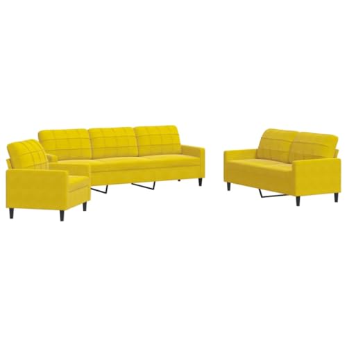 ULUYYUC Kleine Sofa Küchensofa Moderne Sessel Sitzecke Wohnzimmer - 3-TLG. Sofagarnitur mit Kissen Gelb Samt für Jugendzimmer Schlafzimmer Esszimmer Balkon von ULUYYUC