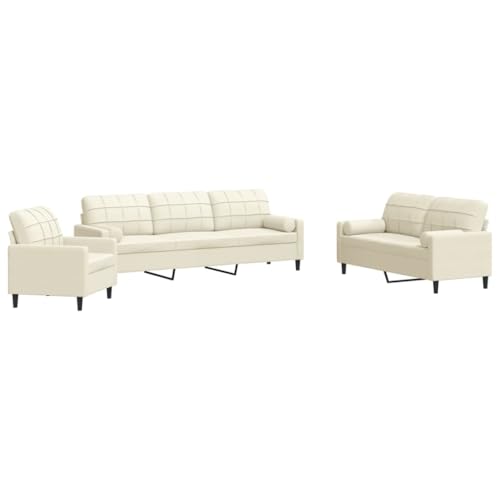 ULUYYUC Kleine Sofa Küchensofa Moderne Sessel Sitzecke Wohnzimmer - 3-TLG. Sofagarnitur mit Kissen und Nackenrollen Creme Samt für Jugendzimmer Schlafzimmer Esszimmer Balkon ULUYYUC Kleine Sofa Küchensofa Moderne Sessel Sitzecke Wohnzimmer - 3-TLG. Sofagarnitur mit Kissen und Nackenrollen Creme Samt für Jugendzimmer Schlafzimmer Esszimmer Balkon von ULUYYUC