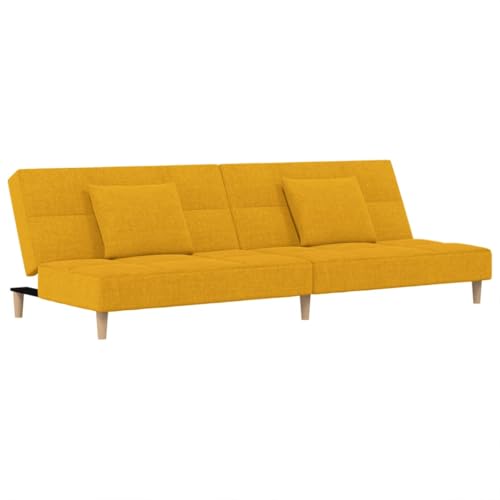 ULUYYUC Kleine Sofa Küchensofa Moderne Sessel Sitzecke Wohnzimmer - Schlafsofa 2-Sitzer mit 2 Kissen Gelb Stoff für Schlafzimmer Esszimmer Balkon Wohnzimmer von ULUYYUC