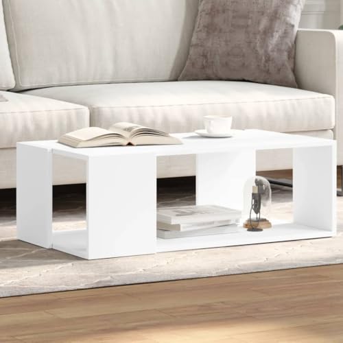 ULUYYUC Kleiner Beistelltisch Weiß Holzwerkstoff 89,5x48x30 cm mit Stauraum Moderner Couchtisch für Wohnzimmer Schlafzimmer Flur von ULUYYUC