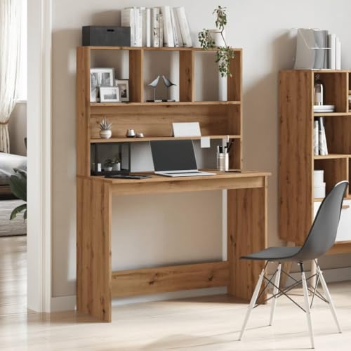 ULUYYUC Kleiner Schreibtisch Schreibtische Bartisch Wohnzimmertisch - Schreibtisch mit Regal Artisan-Eiche 102x45x148cm Holzwerkstoff für Balkon Wohnzimmer Küche Büro von ULUYYUC