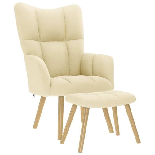 ULUYYUC Kleiner Sessel Bürostuhl Sessel Wohnzimmer Bequem Bürostühle - Relaxsessel mit Hocker Creme Stoff für Büro Arbeitszimmer Esszimmer Jugendzimmer ULUYYUC Kleiner Sessel Bürostuhl Sessel Wohnzimmer Bequem Bürostühle - Relaxsessel mit Hocker Creme Stoff für Büro Arbeitszimmer Esszimmer Jugendzimmer von ULUYYUC