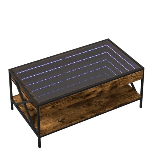 ULUYYUC Kleiner Tisch Wohnzimmer Möbel Sofa Tisch Tisch Wohnzimmer Modern - Couchtisch mit Infinity-LED Räuchereiche 90x50x38 cm für Sitzecke Esszimmer Wohnzimmer Küche von ULUYYUC
