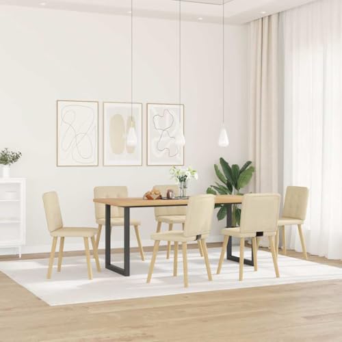 ULUYYUC Konferenztisch Kleiner Küchentisch Esszimmertische Gaming Tisch - Esszimmerstühle 6 STK. Creme Stoff für Garten Küche Esszimmer Wohnzimmer von ULUYYUC