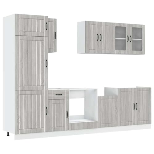 ULUYYUC Küchen Organizer Schrank Küchenschrank Apothekerschrank Küche Anrichte - 8-TLG. Küchenschrank-Set Kalmar Grau Sonoma Holzwerkstoff für Bad Wohnzimmer Werkstatt Arbeitszimmer ULUYYUC Küchen Organizer Schrank Küchenschrank Apothekerschrank Küche Anrichte - 8-TLG. Küchenschrank-Set Kalmar Grau Sonoma Holzwerkstoff für Bad Wohnzimmer Werkstatt Arbeitszimmer von ULUYYUC