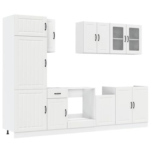 ULUYYUC Küchen Organizer Schrank Küchenschrank Apothekerschrank Küche Anrichte - 8-TLG. Küchenschrank-Set Kalmar Weiß Holzwerkstoff für Bad Wohnzimmer Werkstatt Arbeitszimmer von ULUYYUC