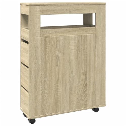 ULUYYUC Küchenschränke Küchenschrank Mehrzweckschrank Gartenschrank - Schmaler Badschrank mit Rädern Sonoma-Eiche Holzwerkstoff für Flur Werkstatt Outdoor Büro von ULUYYUC
