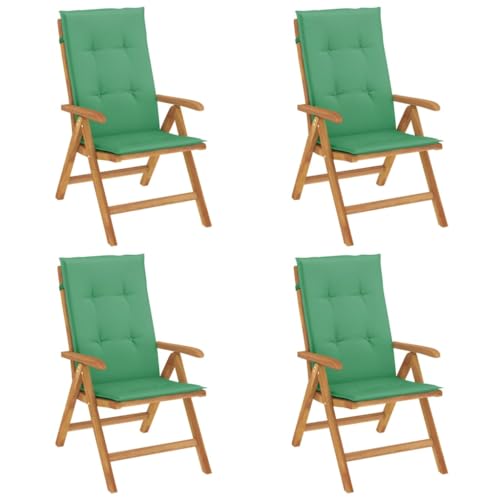 ULUYYUC Küchenstühle Campingstuhl Loungesessel Barhocker - Gartenstühle mit Kissen 4 STK. Massivholz Teak für Campingplatz Balkon Sauna Garten von ULUYYUC