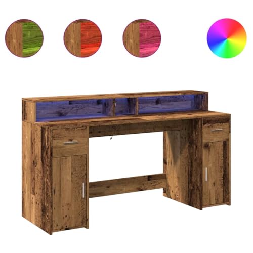 ULUYYUC Küchentisch Schminktisch Bartisch Beistelltisch Couch - LED-Schreibtisch Altholz-Optik 160x55x91 cm Holzwerkstoff für Jugendzimmer Balkon Wohnzimmer Küche von ULUYYUC