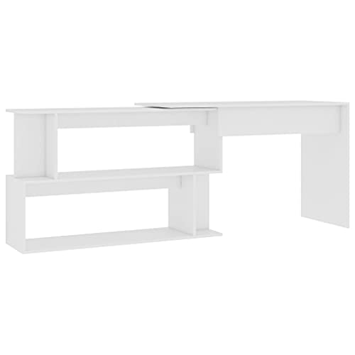 ULUYYUC Küchentisch Schreibtische Schminktisch Gaming Schreibtisch - Eckschreibtisch Weiß 200x50x76 cm Holzwerkstoff für Wohnzimmer Balkon Büro Jugendzimmer von ULUYYUC