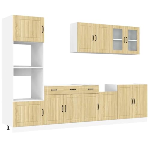 ULUYYUC Küchenunterschränke Apothekerschrank Küche Buffetschrank Anrichte - 7-TLG. Küchenschrank-Set Kalmar Sonoma-Eiche Holzwerkstoff für Wohnzimmer Arbeitszimmer Küche Werkstatt von ULUYYUC