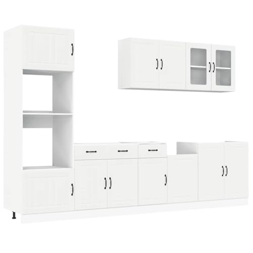 ULUYYUC Küchenunterschränke Apothekerschrank Küche Buffetschrank Anrichte - 7-TLG. Küchenschrank-Set Kalmar Weiß Holzwerkstoff für Wohnzimmer Arbeitszimmer Küche Werkstatt von ULUYYUC