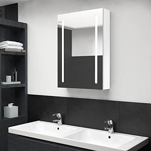 ULUYYUC LED Badezimmerschrank 50x70cm glänzend weiß aus MDF mit Melaminbeschichtung moderner Spiegelschrank mit 3 Regalen und LED Licht für Bad WC und Gäste WC ULUYYUC LED Badezimmerschrank 50x70cm glänzend weiß aus MDF mit Melaminbeschichtung moderner Spiegelschrank mit 3 Regalen und LED Licht für Bad WC und Gäste WC von ULUYYUC