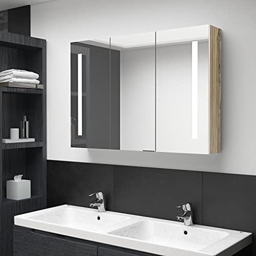 ULUYYUC LED Badspiegelschrank 89x14x62 cm Weiß-Eiche Modernes Badezimmerschrank mit 5 Ablagen und Energiesparenden LEDs Wandmontage für Badezimmer Gäste WC ULUYYUC LED Badspiegelschrank 89x14x62 cm Weiß-Eiche Modernes Badezimmerschrank mit 5 Ablagen und Energiesparenden LEDs Wandmontage für Badezimmer Gäste WC von ULUYYUC