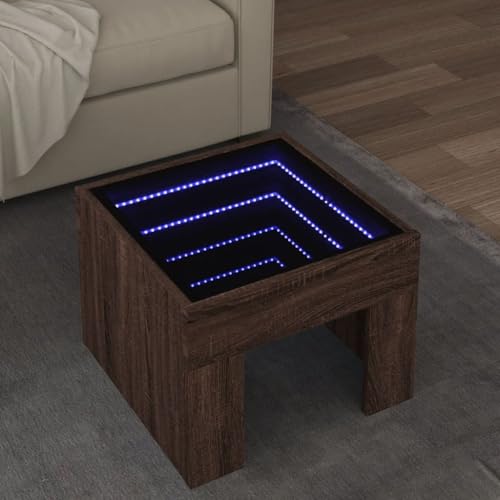 ULUYYUC LED Couchtisch mit Infinity Spiegel Braun Eichen-Optik 40x40x30 cm Robust für Wohnzimmer Schlafzimmer ULUYYUC LED Couchtisch mit Infinity Spiegel Braun Eichen-Optik 40x40x30 cm Robust für Wohnzimmer Schlafzimmer von ULUYYUC