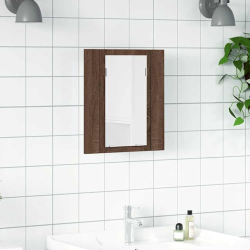 ULUYYUC LED Spiegelschrank 40x12x45 cm Braun Eiche Holzwerkform Badezimmerschrank mit RGB Beleuchtung und Acrylspiegel für kleines Bad Gäste WC ULUYYUC LED Spiegelschrank 40x12x45 cm Braun Eiche Holzwerkform Badezimmerschrank mit RGB Beleuchtung und Acrylspiegel für kleines Bad Gäste WC von ULUYYUC
