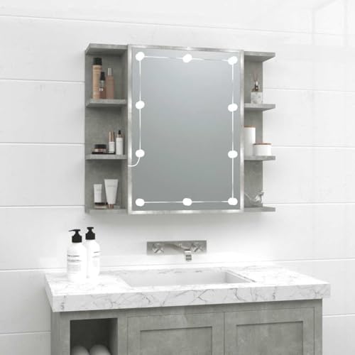 ULUYYUC LED Spiegelschrank Betongrau 70x16,5x60 cm aus Holzwerkstoff mit USB Beleuchtung Modernes Design Badmöbel mit viel Stauraum für Badezimmer Gäste WC Flur ULUYYUC LED Spiegelschrank Betongrau 70x16,5x60 cm aus Holzwerkstoff mit USB Beleuchtung Modernes Design Badmöbel mit viel Stauraum für Badezimmer Gäste WC Flur von ULUYYUC