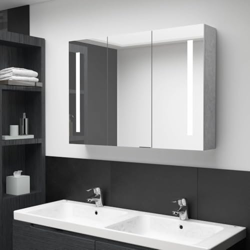ULUYYUC LED Spiegelschrank Betongrau 89x14x62 cm aus MDF Badmöbel mit 2 LED Leisten & 5 Ablagen Modernes Design & Langlebiger Badezimmerschrank für Bad WC Gäste WC ULUYYUC LED Spiegelschrank Betongrau 89x14x62 cm aus MDF Badmöbel mit 2 LED Leisten & 5 Ablagen Modernes Design & Langlebiger Badezimmerschrank für Bad WC Gäste WC von ULUYYUC