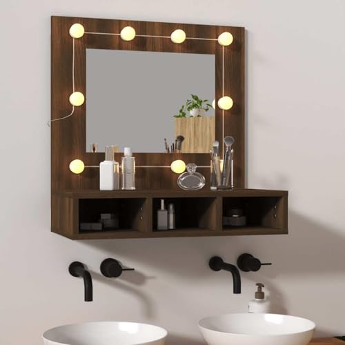 ULUYYUC LED Spiegelschrank Braun Eichenoptik 60x31,5x62 cm mit Farbwechsel USB Holzwerkstoff Badezimmer Badmöbel Modernes Design & Stauraum für Badezimmer Schlafzimmer ULUYYUC LED Spiegelschrank Braun Eichenoptik 60x31,5x62 cm mit Farbwechsel USB Holzwerkstoff Badezimmer Badmöbel Modernes Design & Stauraum für Badezimmer Schlafzimmer von ULUYYUC