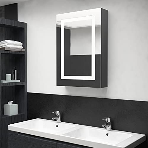 ULUYYUC LED-Spiegelschrank Grau 50x13x70 cm aus MDF mit Melaminbeschichtung Modernes Design Energiesparende Beleuchtung 3 Böden für Badezimmer & Gäste WC ULUYYUC LED-Spiegelschrank Grau 50x13x70 cm aus MDF mit Melaminbeschichtung Modernes Design Energiesparende Beleuchtung 3 Böden für Badezimmer & Gäste WC von ULUYYUC