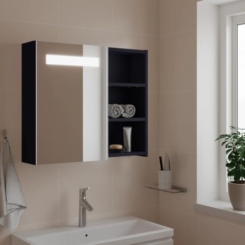 ULUYYUC LED Spiegelschrank Grau 60x13x52 cm Holzwerkstoff mit Melaminbeschichtung Modernes Design mit USB Anschluss für Badezimmer Flur und Gäste WC ULUYYUC LED Spiegelschrank Grau 60x13x52 cm Holzwerkstoff mit Melaminbeschichtung Modernes Design mit USB Anschluss für Badezimmer Flur und Gäste WC von ULUYYUC
