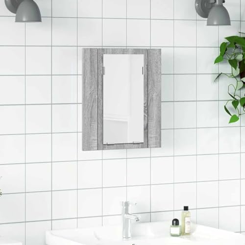 ULUYYUC LED-Spiegelschrank Grau Sonoma 40x12x45 cm Holzwerkstoff mit RGB Beleuchtung Modernes Design praktischer Badschrank für Badezimmer Gäste WC von ULUYYUC
