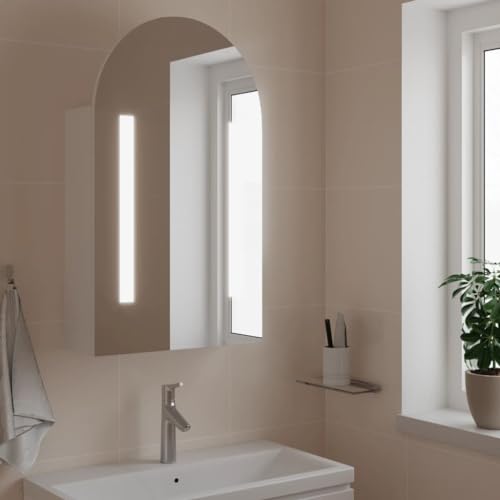 ULUYYUC LED Spiegelschrank Weiß 42x13x70 cm Badmöbel mit Holzwerkstoff Melaminbeschichtung 3 verstellbare Einlegeböden Wandmontage Modernes Design für Badezimmer WC Gäste-WC von ULUYYUC