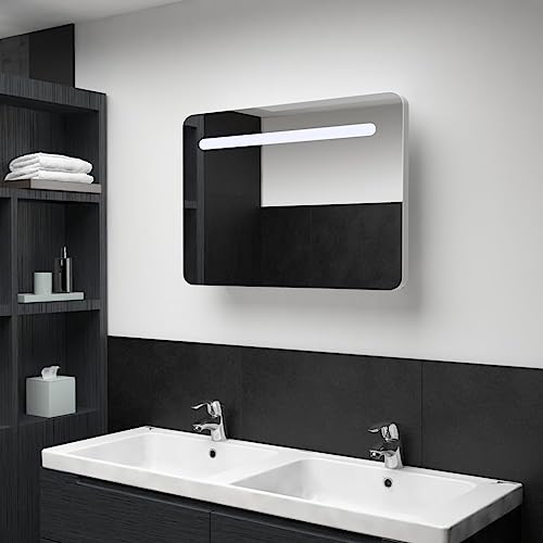 ULUYYUC LED Spiegelschrank Weiß Silbern 80x9,5x55 cm Badezimmerschrank mit Beleuchtung Modernes Badmöbel aus MDF Melamin für Bad WC Flur ULUYYUC LED Spiegelschrank Weiß Silbern 80x9,5x55 cm Badezimmerschrank mit Beleuchtung Modernes Badmöbel aus MDF Melamin für Bad WC Flur von ULUYYUC
