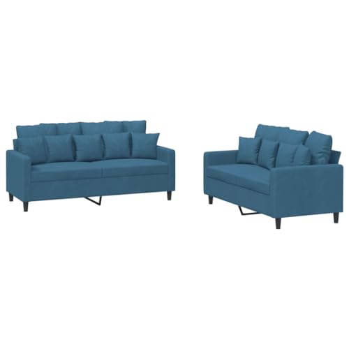 ULUYYUC Lesestuhl Gartensofa Moderne Sessel Sitzecke Wohnzimmer - 2-TLG. Sofagarnitur mit Kissen Blau Samt für Balkon Wohnzimmer Jugendzimmer Schlafzimmer von ULUYYUC