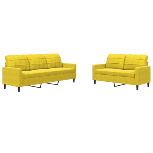 ULUYYUC Lesestuhl Gartensofa Moderne Sessel Sitzecke Wohnzimmer - 2-TLG. Sofagarnitur mit Kissen Gelb Samt für Schlafzimmer Jugendzimmer Wohnzimmer Balkon von ULUYYUC