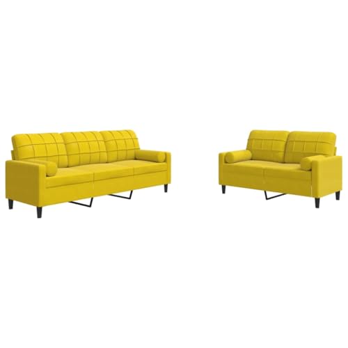 ULUYYUC Lesestuhl Gartensofa Moderne Sessel Sitzecke Wohnzimmer - 2-TLG. Sofagarnitur mit Kissen und Nackenrollen Gelb Samt für Schlafzimmer Jugendzimmer Wohnzimmer Balkon von ULUYYUC