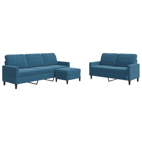 ULUYYUC Lesestuhl Gartensofa Moderne Sessel Sitzecke Wohnzimmer - 3-TLG. Sofagarnitur mit Kissen Blau Samt für Schlafzimmer Jugendzimmer Wohnzimmer Balkon von ULUYYUC