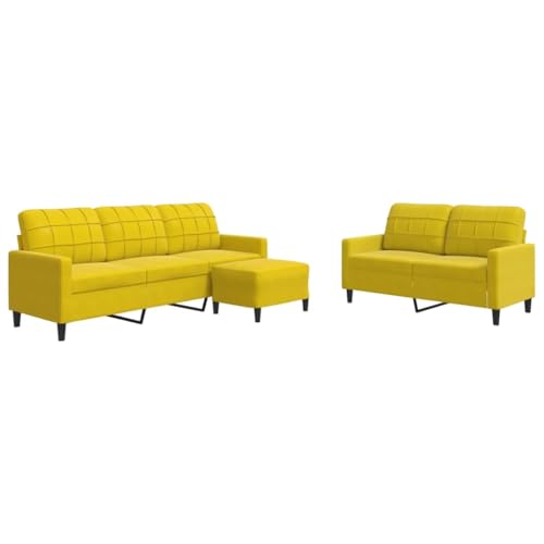 ULUYYUC Lesestuhl Gartensofa Moderne Sessel Sitzecke Wohnzimmer - 3-TLG. Sofagarnitur mit Kissen Gelb Samt für Schlafzimmer Jugendzimmer Wohnzimmer Balkon von ULUYYUC