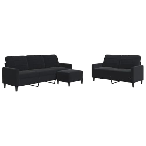 ULUYYUC Lesestuhl Gartensofa Moderne Sessel Sitzecke Wohnzimmer - 3-TLG. Sofagarnitur mit Kissen Schwarz Samt für Schlafzimmer Jugendzimmer Wohnzimmer Balkon von ULUYYUC