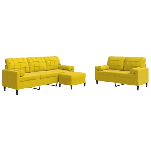 ULUYYUC Lesestuhl Gartensofa Moderne Sessel Sitzecke Wohnzimmer - 3-TLG. Sofagarnitur mit Kissen und Nackenrollen Gelb Samt für Schlafzimmer Jugendzimmer Wohnzimmer Balkon von ULUYYUC