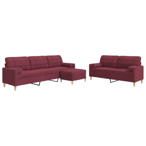 ULUYYUC Lounge Sofa Outdoor Big Sofa Sitzecke Wohnzimmer Sofa Klein - 3-TLG. Sofagarnitur mit Fußhocker & Dekokissen Weinrot Stoff für Balkon Schlafzimmer Küche Wohnzimmer ULUYYUC Lounge Sofa Outdoor Big Sofa Sitzecke Wohnzimmer Sofa Klein - 3-TLG. Sofagarnitur mit Fußhocker & Dekokissen Weinrot Stoff für Balkon Schlafzimmer Küche Wohnzimmer von ULUYYUC