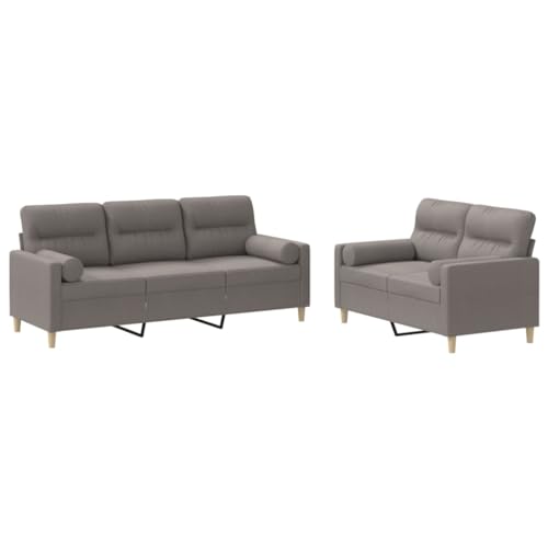 ULUYYUC Loungesessel Couch Klein Lesesessel Kleine Sofa - 2-TLG. Sofagarnitur mit Kissen Taupe Stoff für Küche Esszimmer Balkon Schlafzimmer von ULUYYUC
