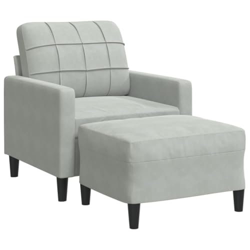 ULUYYUC Loungesessel Couch Klein Lesesessel Kleine Sofa - Sessel mit Hocker Hellgrau 60 cm Samt für Jugendzimmer Balkon Wohnzimmer Küche von ULUYYUC