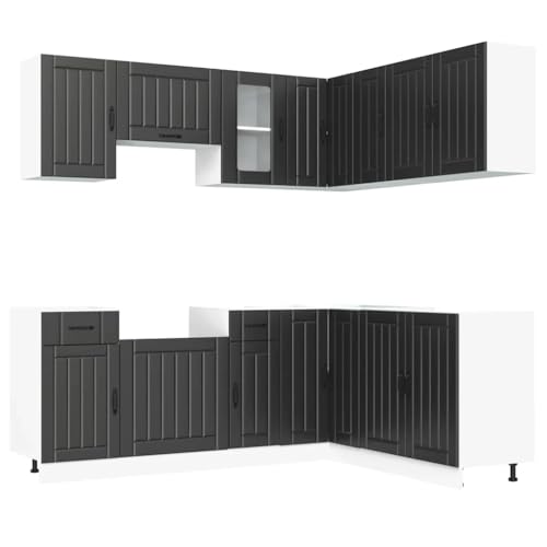 ULUYYUC Meble Kuchenne Apothekerschrank Küche Gartenschrank Barschrank - 11-TLG. Küchenschrank-Set Lucca Schwarz Holzwerkstoff für Hausbar Werkstatt Wohnzimmer Bad ULUYYUC Meble Kuchenne Apothekerschrank Küche Gartenschrank Barschrank - 11-TLG. Küchenschrank-Set Lucca Schwarz Holzwerkstoff für Hausbar Werkstatt Wohnzimmer Bad von ULUYYUC