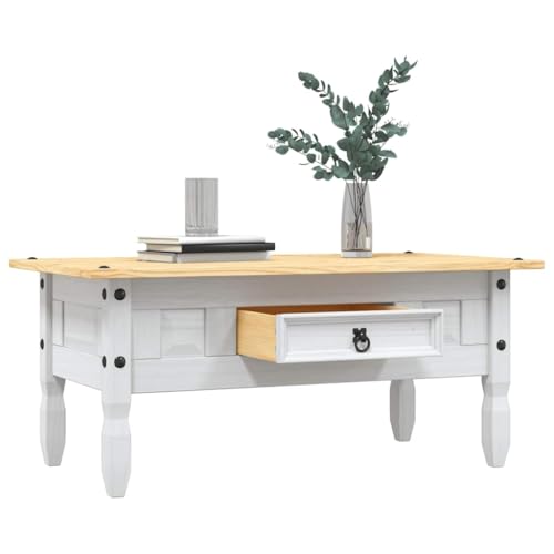 ULUYYUC Mexiko-Stil Couchtisch aus Massivem Kiefernholz Weiß mit Brauner Platte und Schublade 100x55x44 cm für Wohnzimmer Dekoration ULUYYUC Mexiko-Stil Couchtisch aus Massivem Kiefernholz Weiß mit Brauner Platte und Schublade 100x55x44 cm für Wohnzimmer Dekoration von ULUYYUC